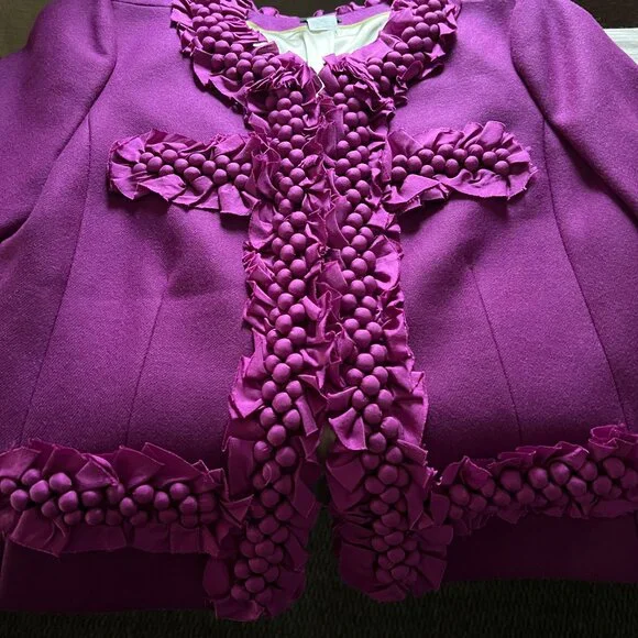 J CREW SILK POMPOM TRIM WOOL ASTRID JACKET SIZE 8 - Picture 5 of 10